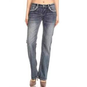 NEW BUS STOP skull darling jeans in medium wash